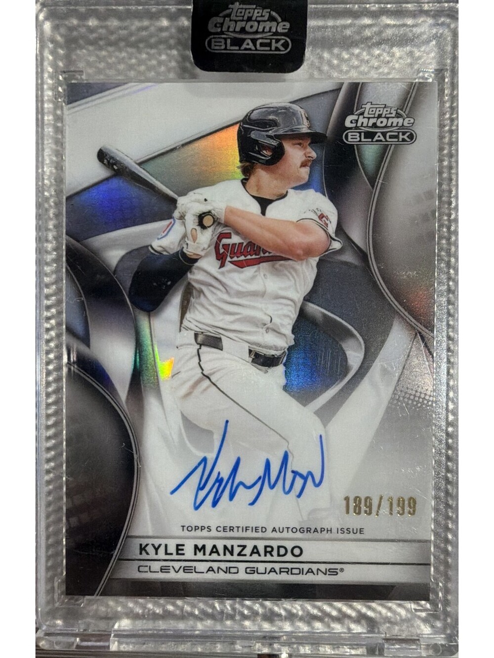 2025 Topps Chrome Black - Autographs Kyle Manzardo #CBA-KM Refractor /199 (AU)